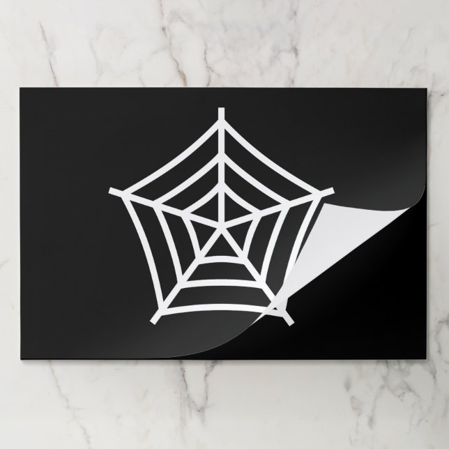 Halloween spider web black white spooky placemats (Folded)