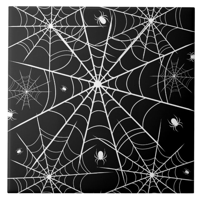 Halloween Spider Web Ceramic Tile (Front)