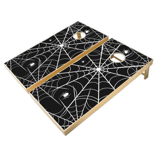 Halloween Spider Web Cornhole Set (Angled)
