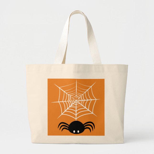 Halloween Spider Web  Large Tote Bag (Front)