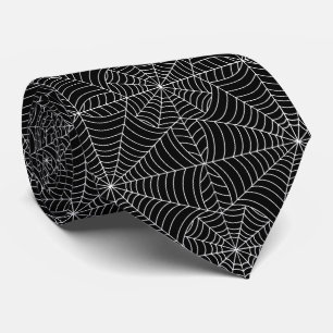 Halloween Spider Web on Black Pattern Neck Tie