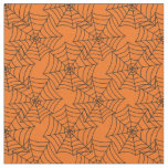 Halloween Spider Web Orange Fabric