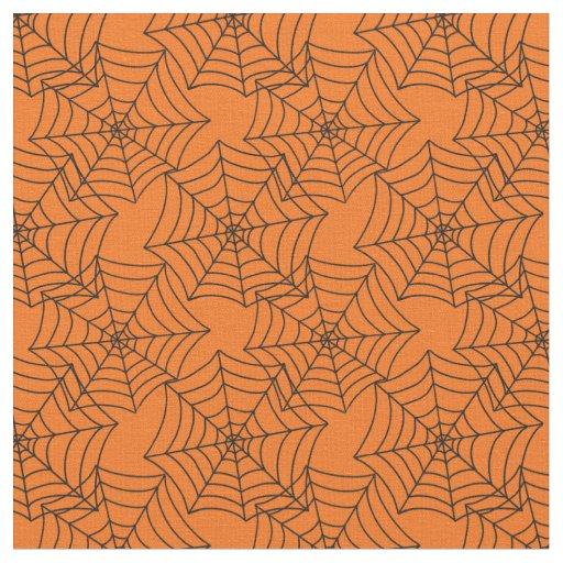 Halloween Spider Web Orange Fabric
