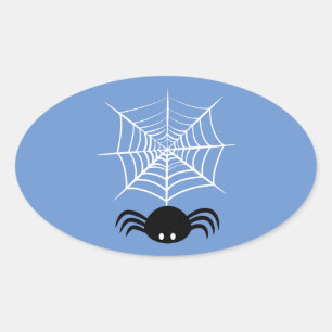 Halloween Spider Web Oval Sticker