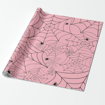 halloween spider web pastel pink spiderweb wrapping paper