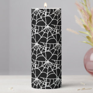 Halloween Spider Web Pattern Spooky Cobweb Pillar Candle