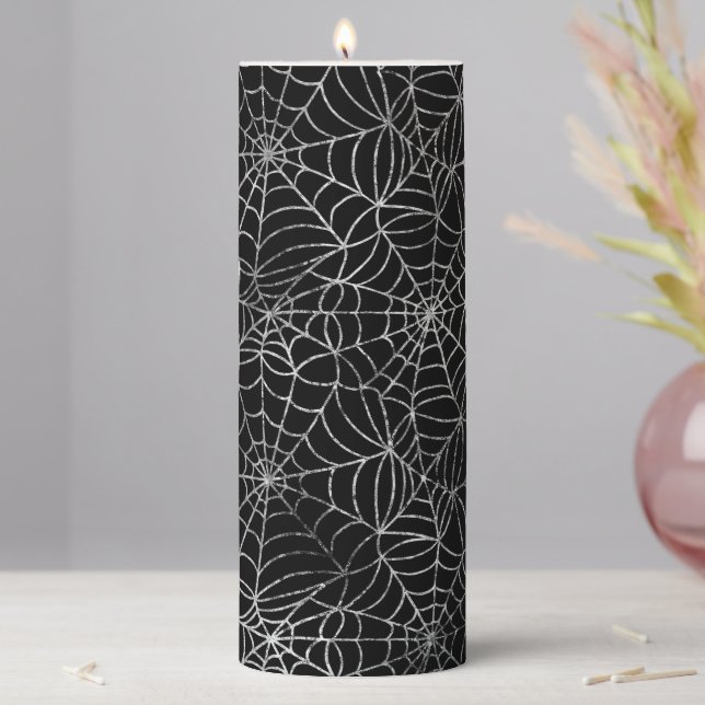 Halloween Spider Web Pillar Candle (In Situ)