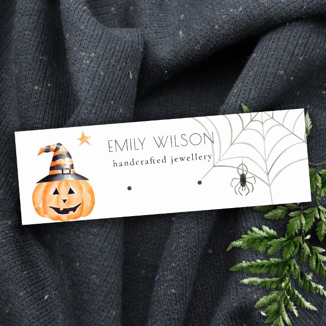 Halloween Spider Web Pumpkin Stud Earring Display Mini Business Card (Creator Uploaded)