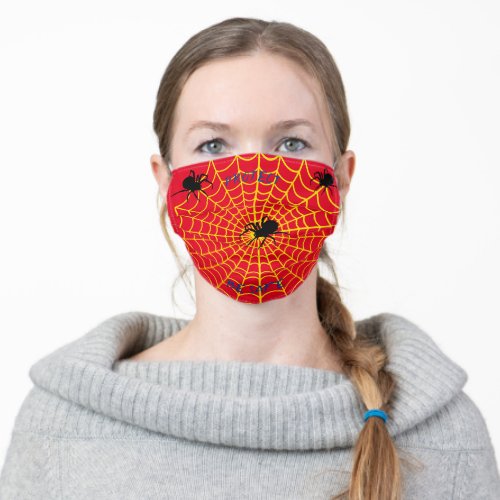 Halloween _ Spider Web Red Yellow Blue Adult Cloth Face Mask