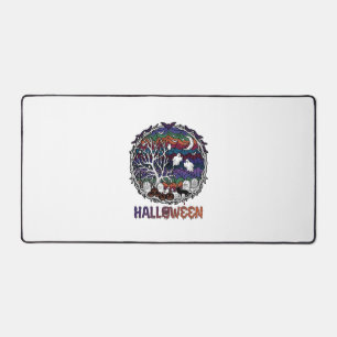 Halloween Spider Web Tree Ghosts Pumpkins Tombston Desk Mat