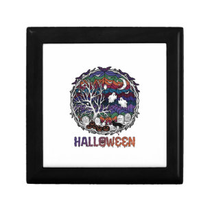 Halloween Spider Web Tree Ghosts Pumpkins Tombston Gift Box