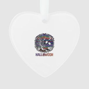 Halloween Spider Web Tree Ghosts Pumpkins Tombston Ornament
