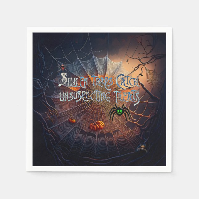 Halloween Spider Web Trick or Treats Napkins (Front)