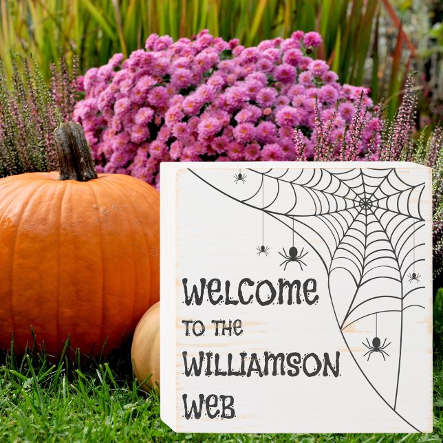 Halloween Spider Web Welcome  Wooden Box Sign (Creator Uploaded)