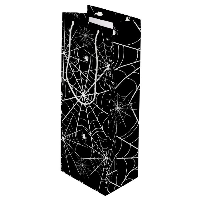 Halloween Spider Web Wine Gift Bag (Front Angled)