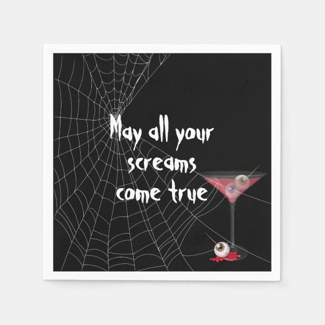 Halloween Spider Web With Eyeball Martini Napkins (Front)