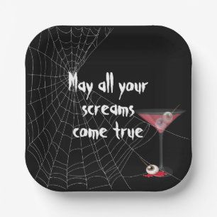 Halloween Spider Web With Eyeball Martini Paper Plates