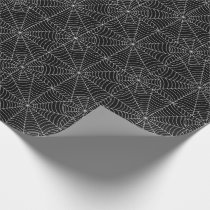 Halloween Spider Webs on Black Wrapping Paper