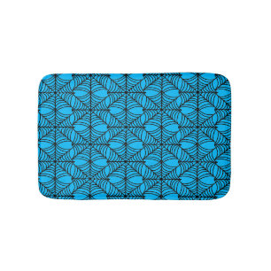 Halloween Spider Webs on Blue Bath Mat