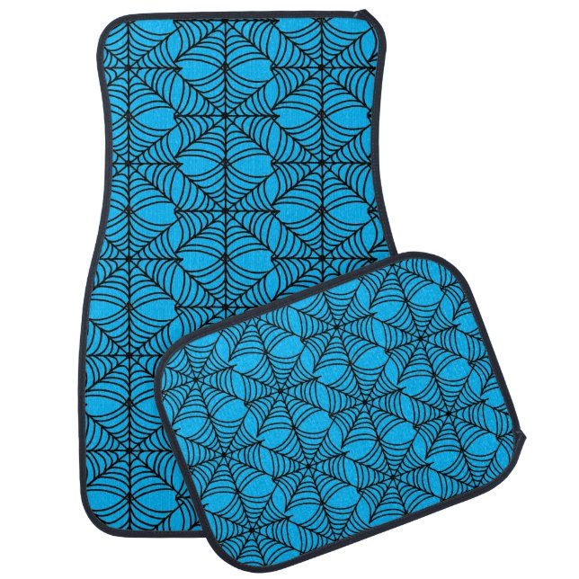 Halloween Spider Webs on Blue Car Floor Mat (Set)
