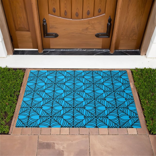 Halloween Spider Webs on Blue Doormat (Outdoor)