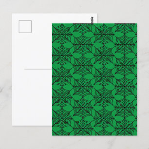 Halloween Spider Webs on Green Postcard
