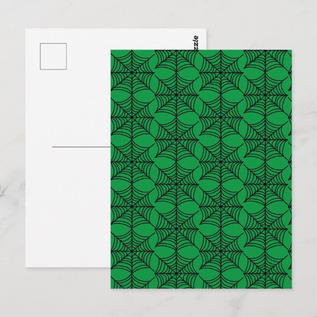 Halloween Spider Webs on Green Postcard (Front/Back)