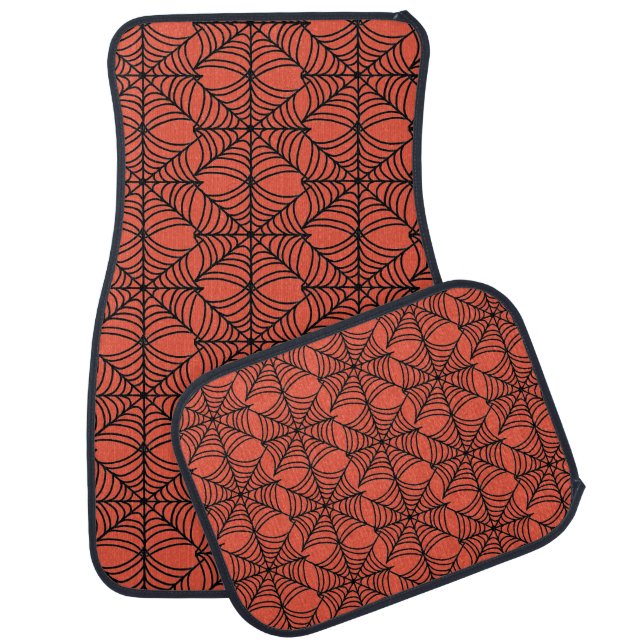 Halloween Spider Webs on Orange Car Floor Mat (Set)