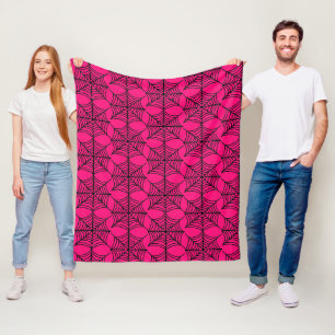 Halloween Spider Webs on Pink Fleece Blanket