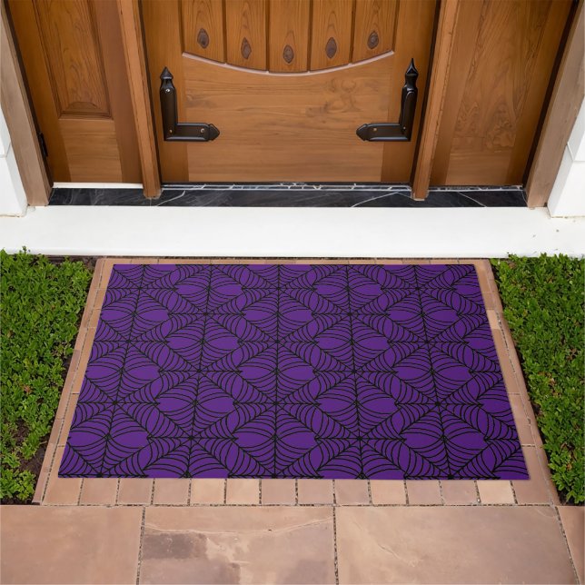 Halloween Spider Webs on Purple Doormat (Outdoor)