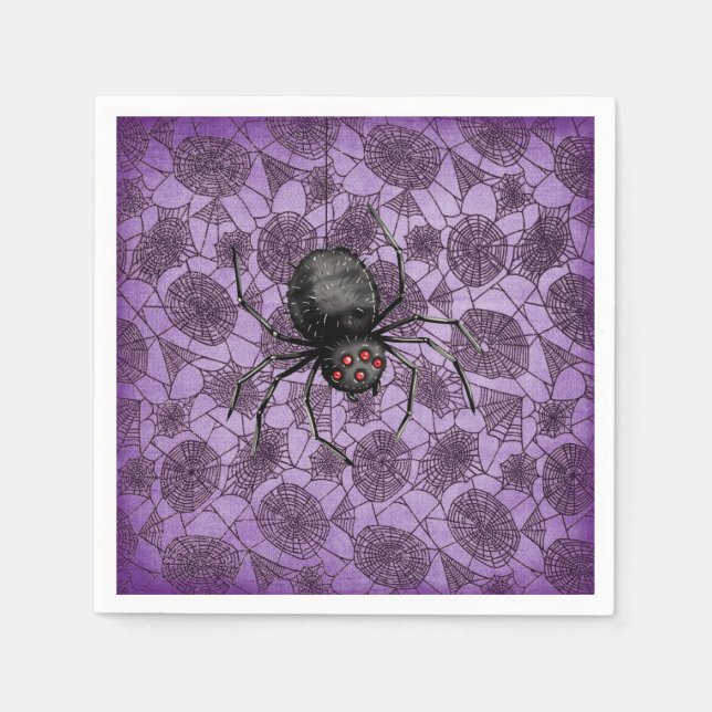 Halloween Spider Webs On Purple  Napkins (Front)