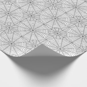 Halloween Spider Webs on White Wrapping Paper
