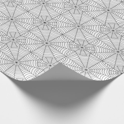 Halloween Spider Webs on White Wrapping Paper