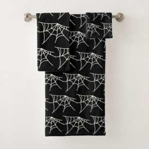 Halloween Spider Webs Pattern Spooky Cobweb Bath Towel Set