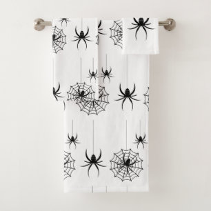 Halloween Spider Webs Pattern Spooky Cobweb Bath Towel Set