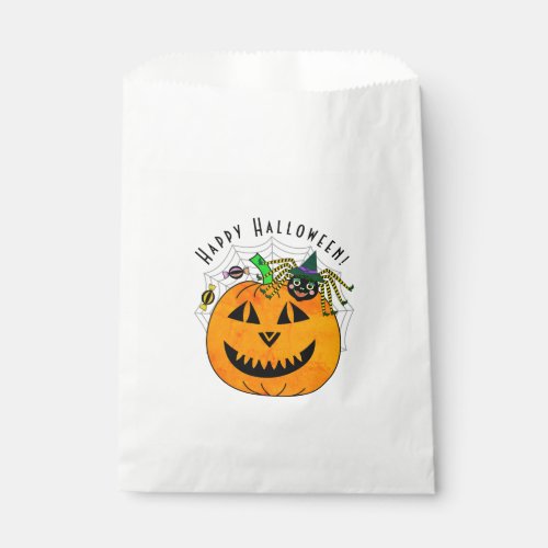 Halloween Spider Witch and Pumpkin Favor Bag