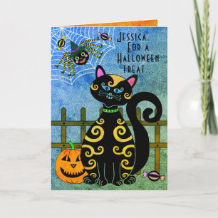 Halloween Spider Witch Personalized Card