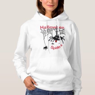 Halloween Spiders Cartoon Cust. Text Hoodie