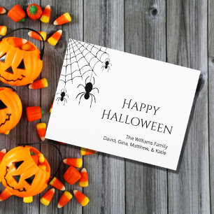 Halloween Spiders Creepy Web Black White Holiday  Postcard