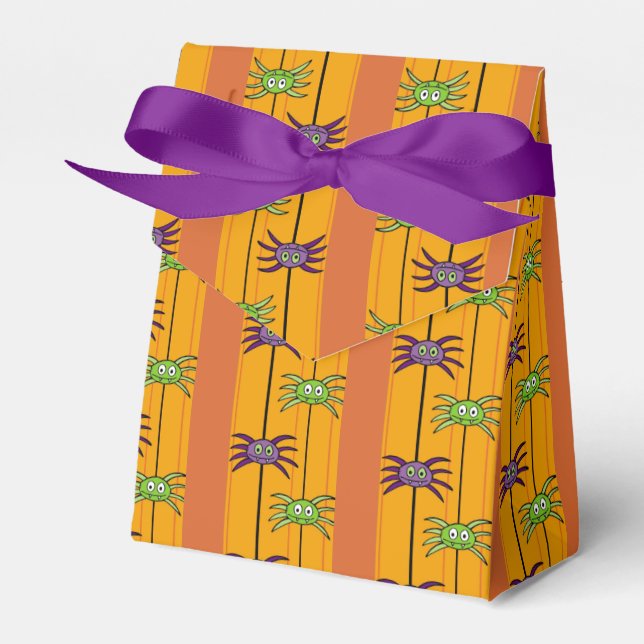 Halloween Spiders Green and Purple Gift Bag Favor Boxes (Front Side)