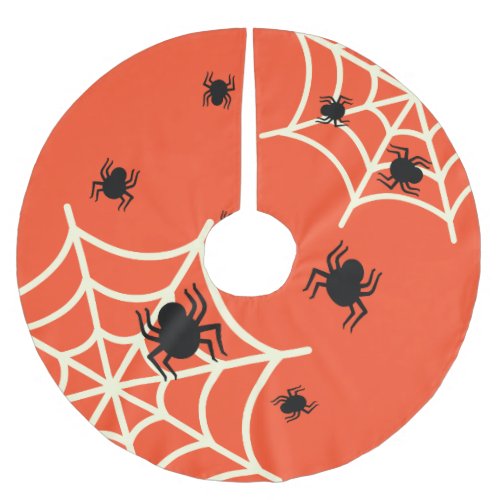Halloween Spiders on Web Brushed Polyester Tree Skirt