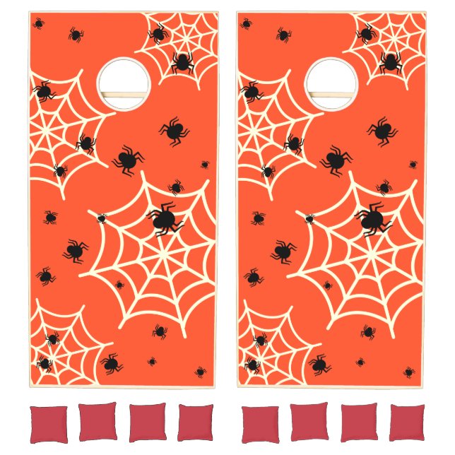 Halloween Spiders on Web Cornhole Set (Set)