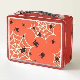 Halloween Spiders on Web Metal Lunch Box