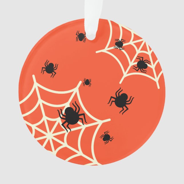 Halloween Spiders on Web Ornament (Front)