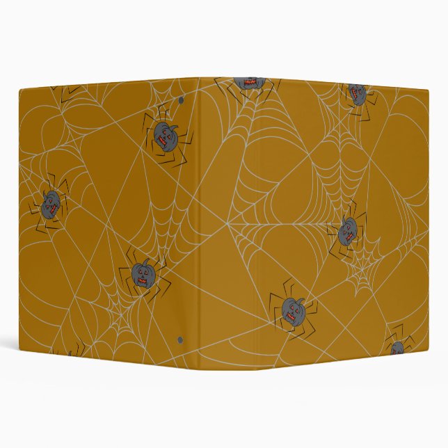 Halloween spiders web and pumpkins  3 ring binder (Background)