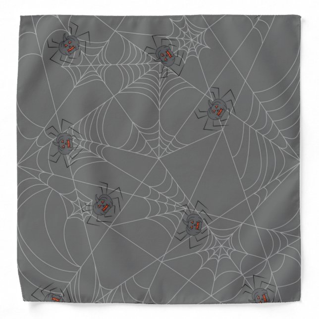 Halloween spiders web and pumpkins  bandana (Front)