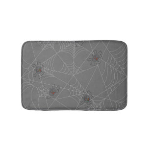Halloween spiders web and pumpkins bath mat