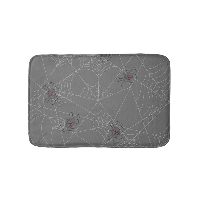 Halloween spiders web and pumpkins  bath mat (Front)