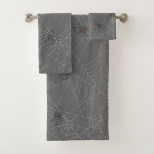 Halloween spiders web and pumpkins  bath towel set