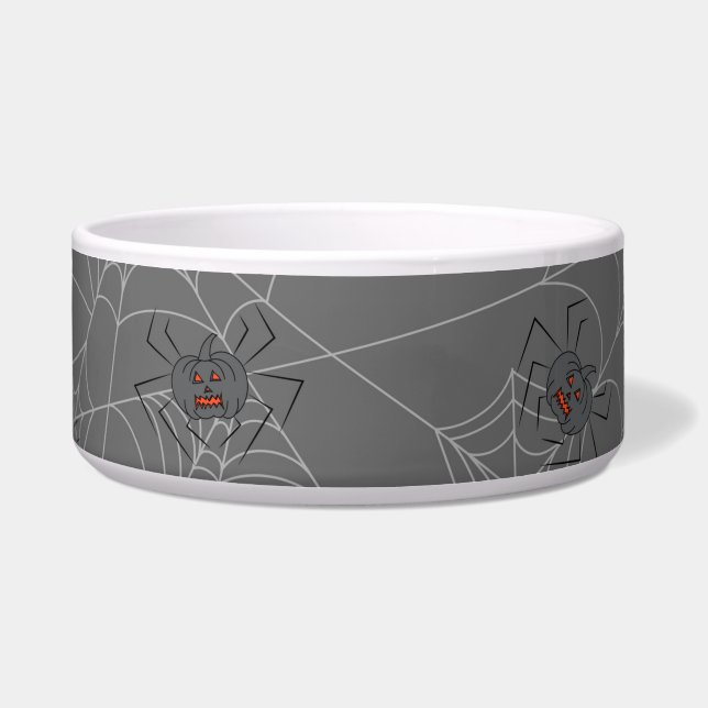 Halloween spiders web and pumpkins   bowl (Front)